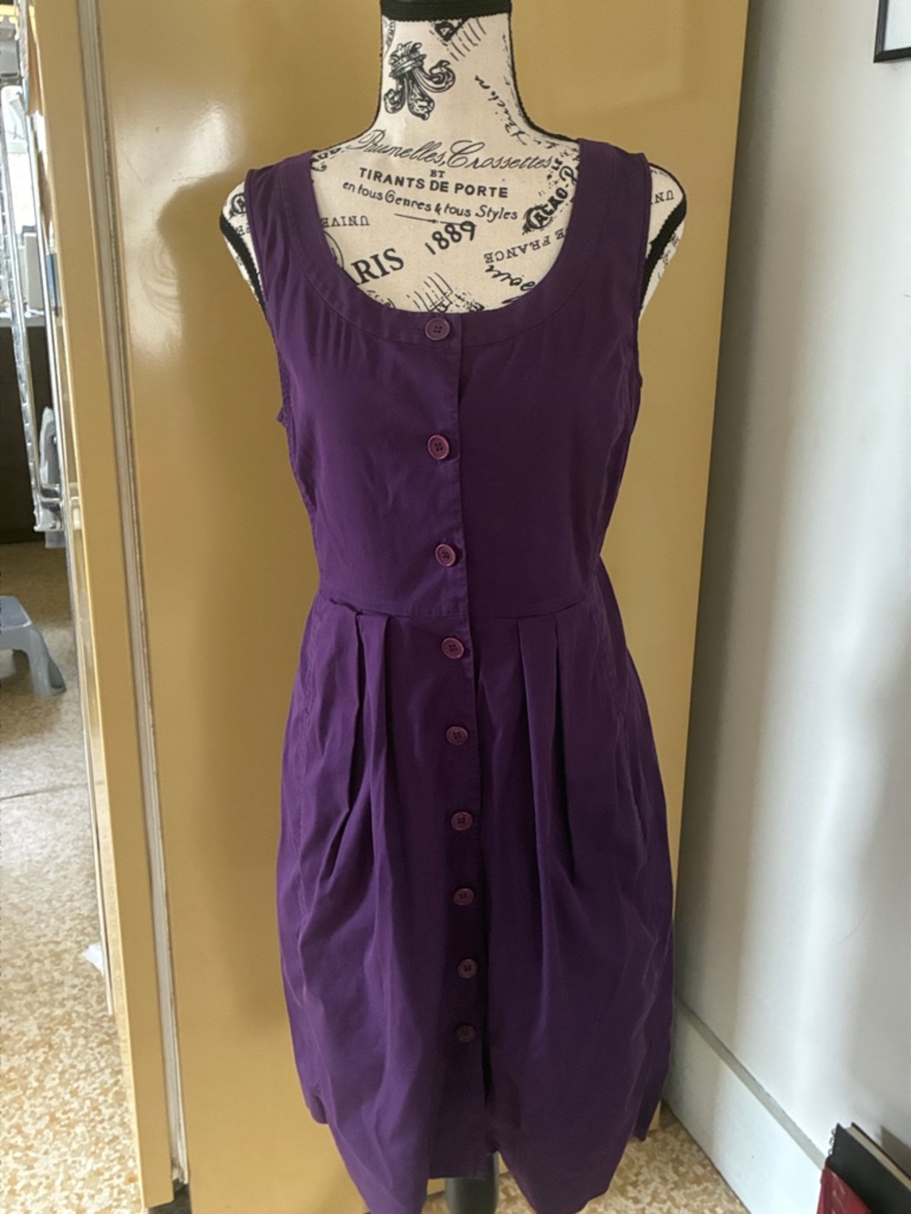 Theory Purple Button-Front Midi Dress